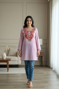 Pink Stripes short Kurti