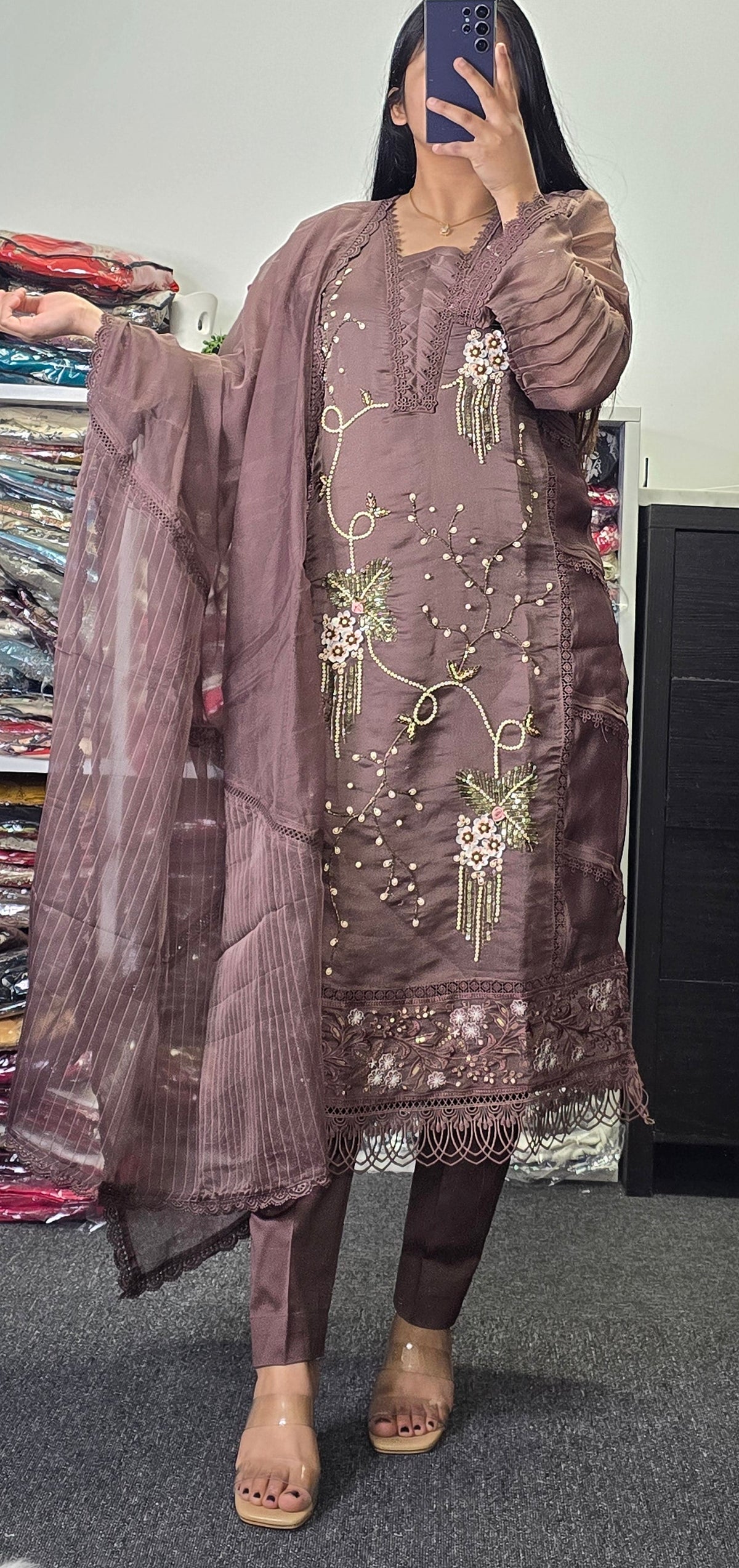 Tissue organza Pakistani Style suit