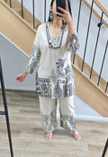 Beige Printed Rayon Co-ord Set