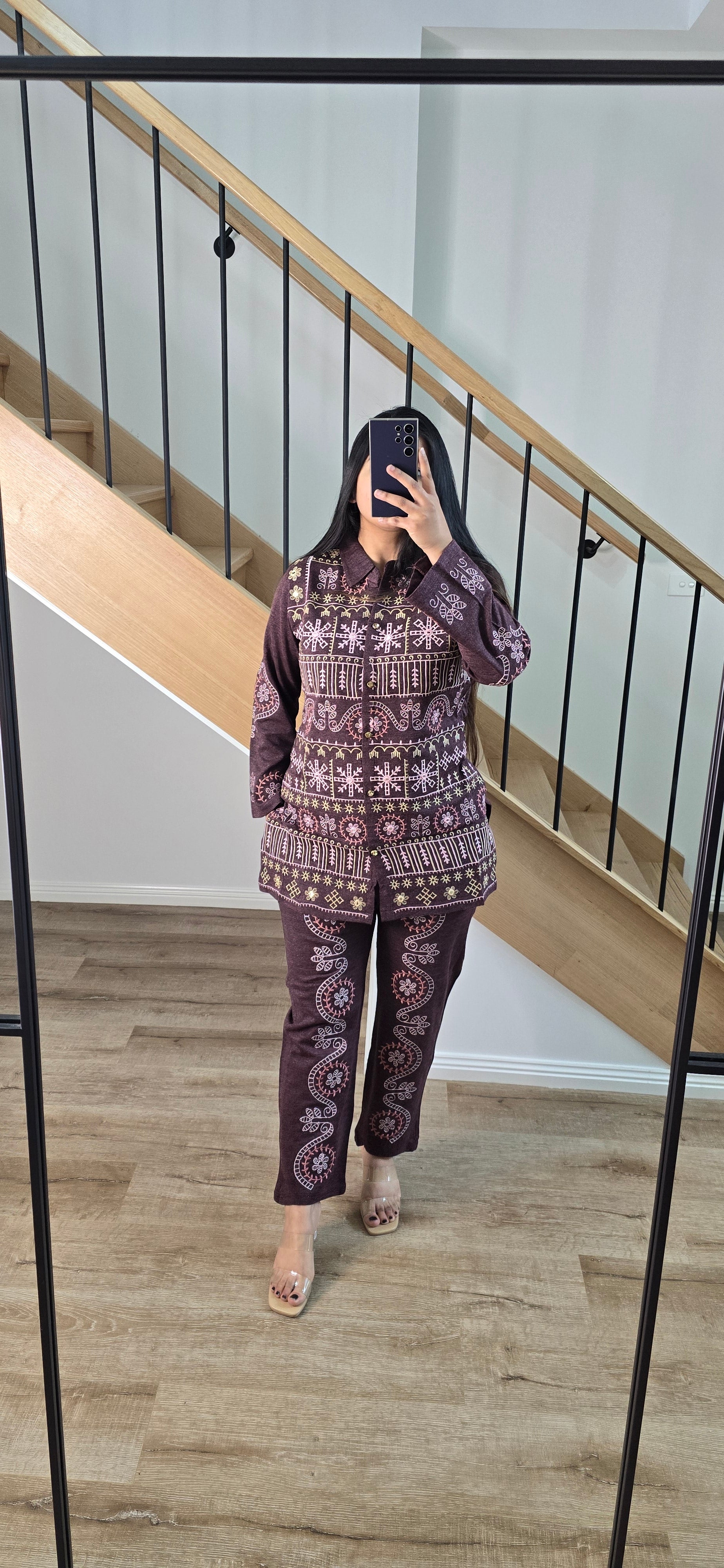 Woollen burgundy co-ord set