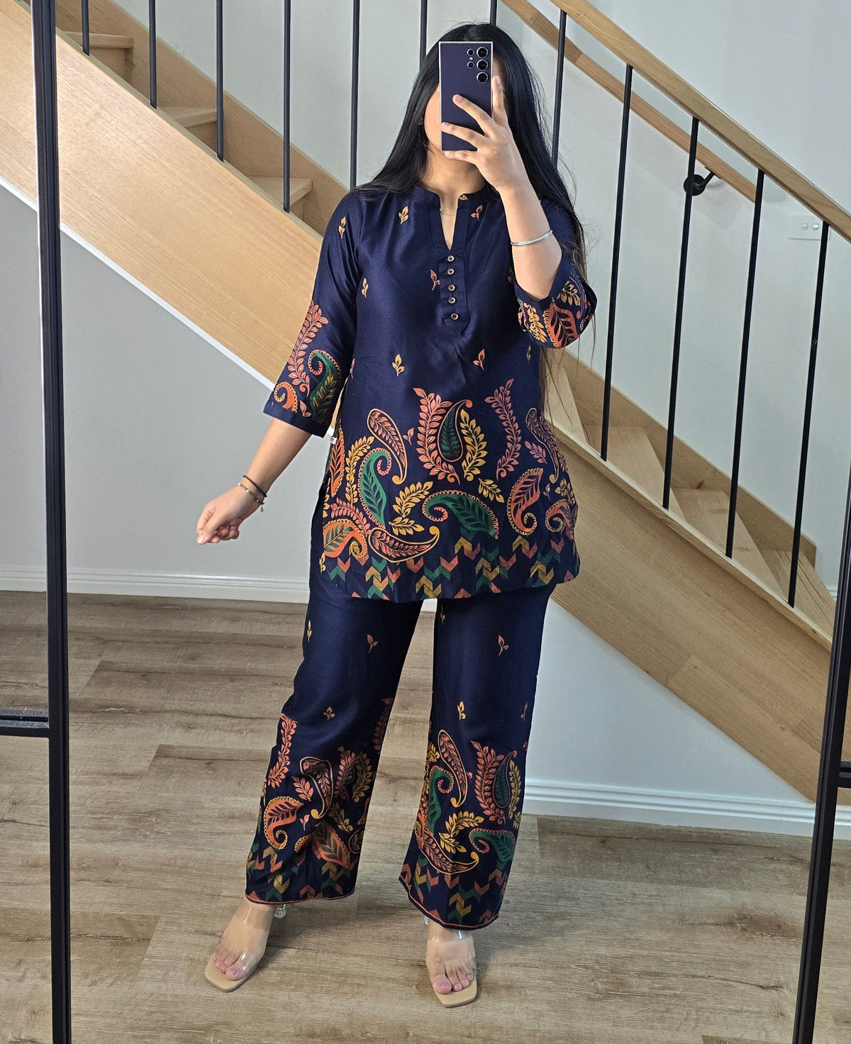 Navy blue Gajji Silk Co-ord