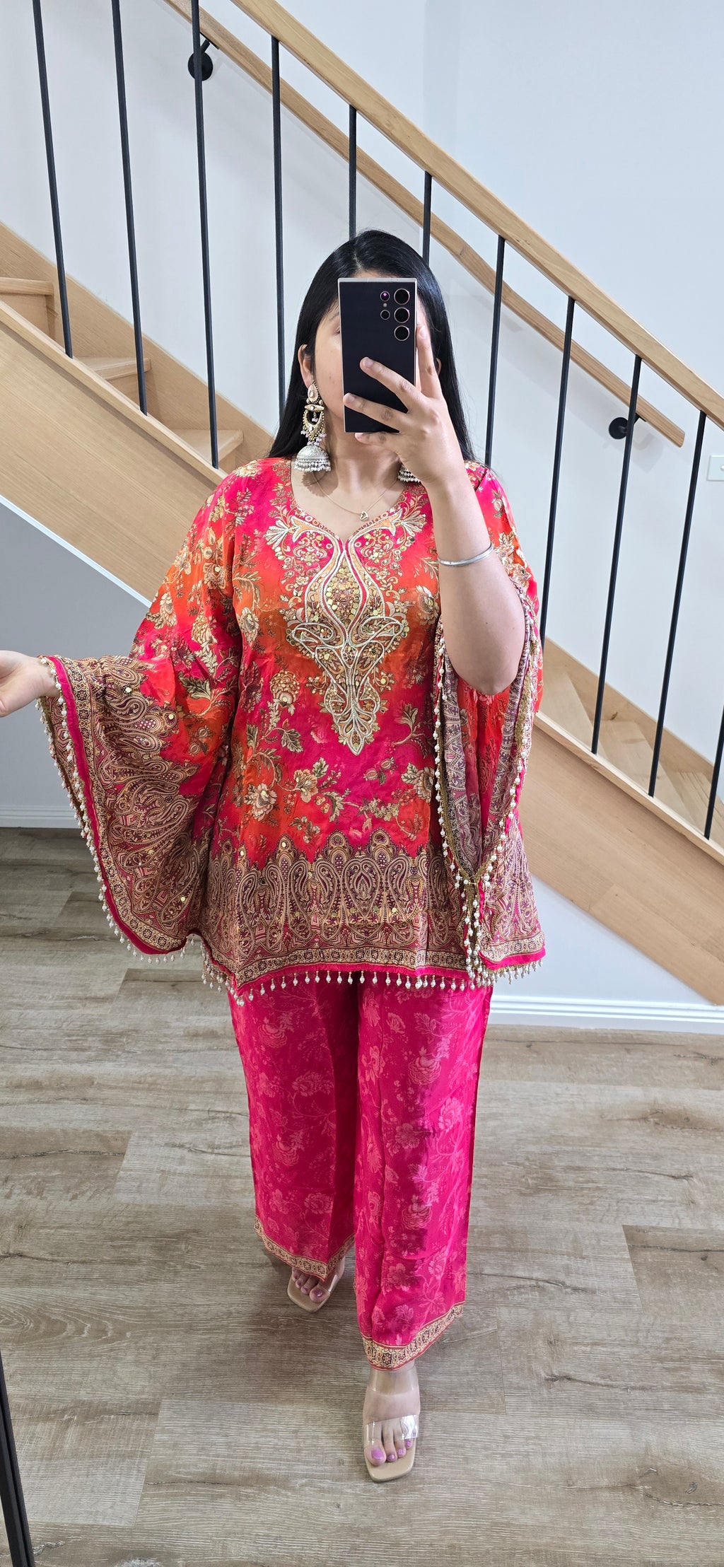 Crepe Ponchu Kaftan Set