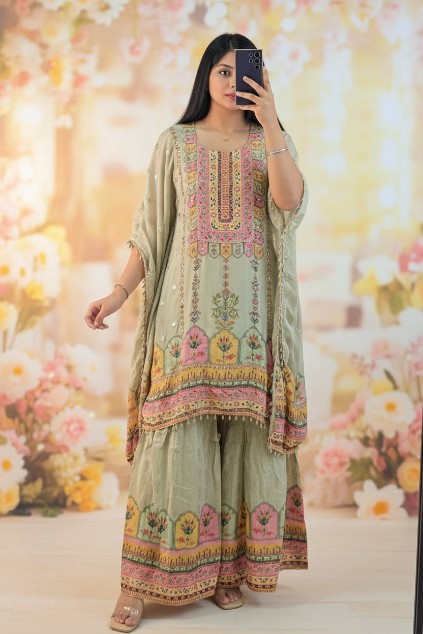 Crepe Garara Kaftan Set