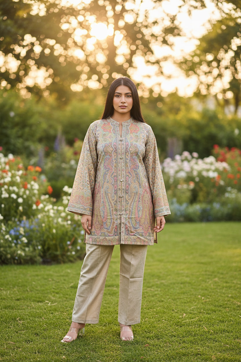Pastel Kashmiri Jacket set