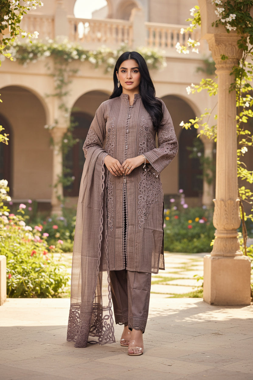 Brown Pakistani Style Suit