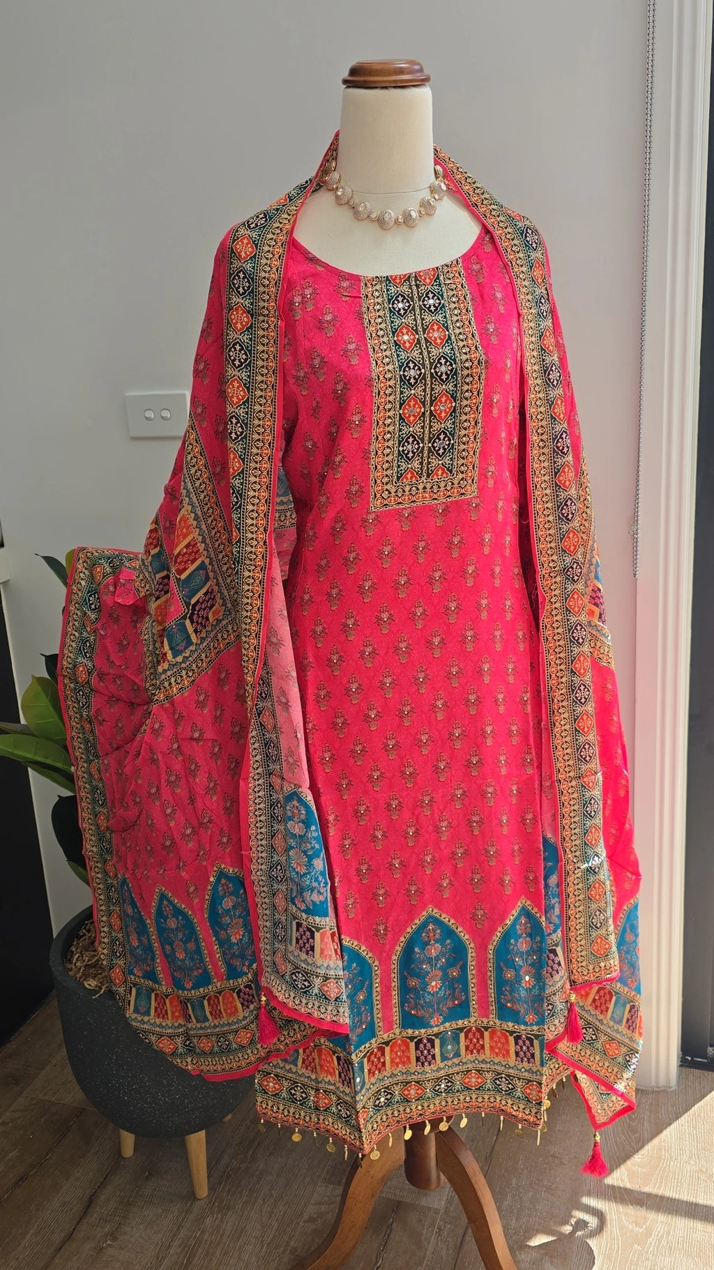 Crepe Anarkali pink
