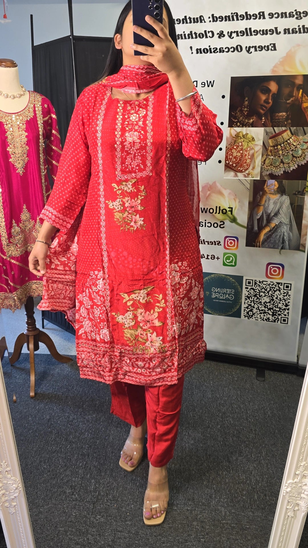 Ruby Red printed suit
