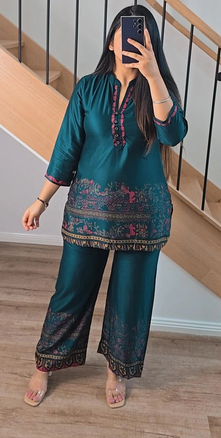 Bottle green Gajji Silk Co-ord (plus sizes available)