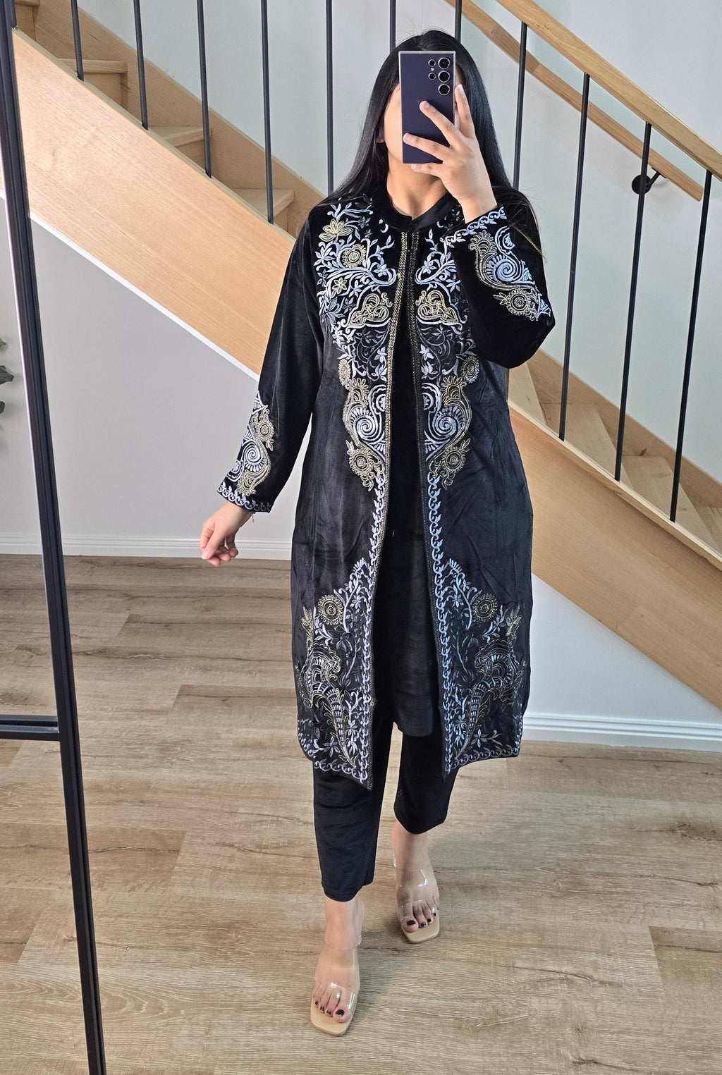 Velvet Jacket set  - Black
