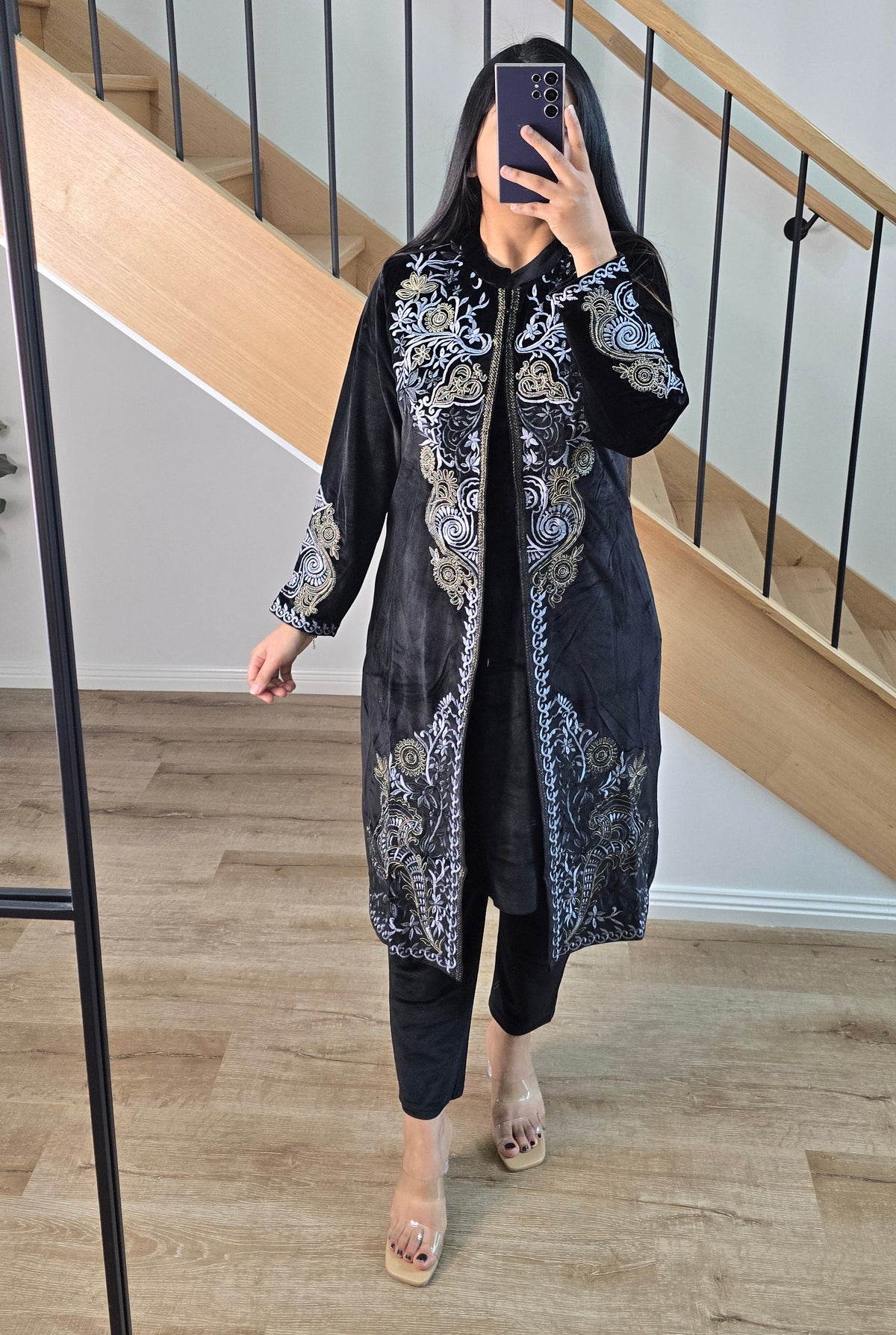 Velvet Jacket set  - Black