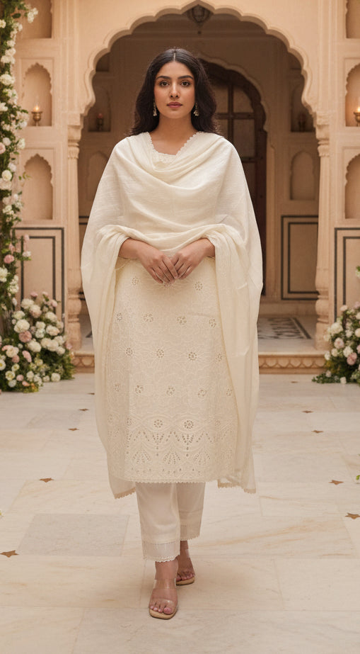 Maansi - Cream cotton suit