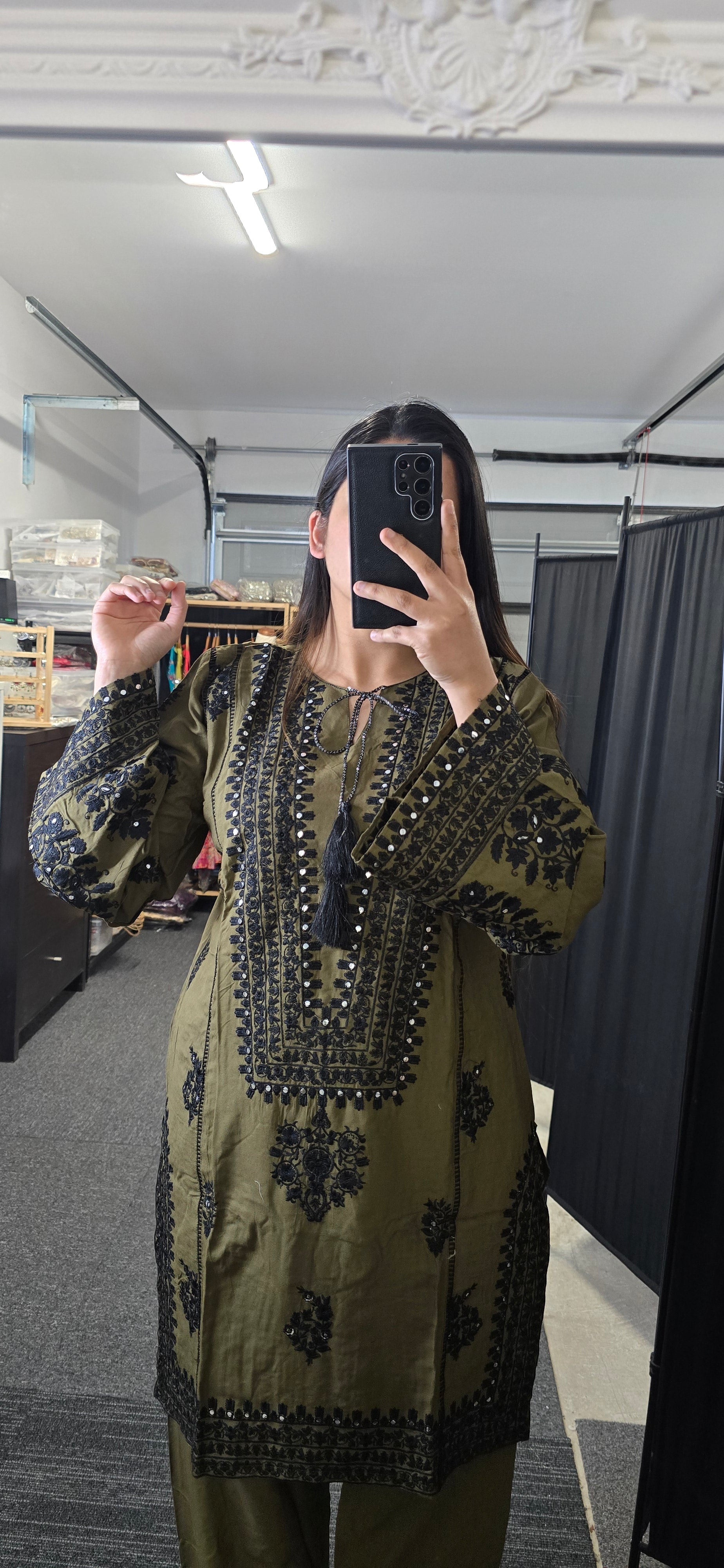 Hania Olive Green Pakistani style Co-ord