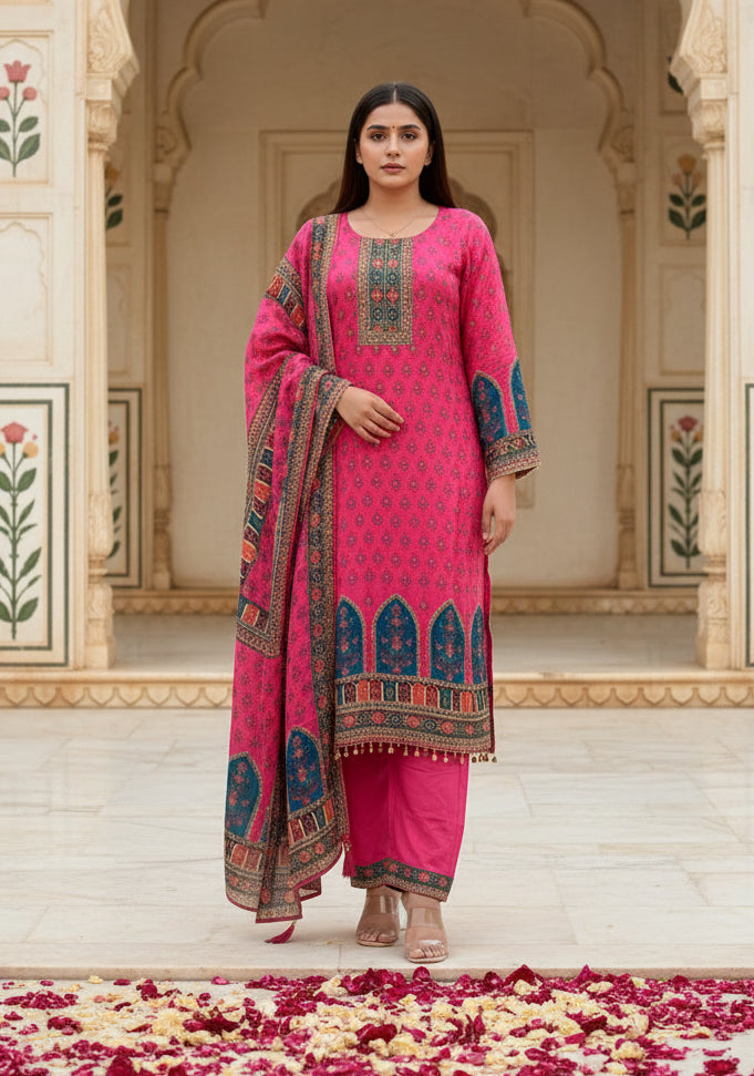 Crepe Anarkali pink