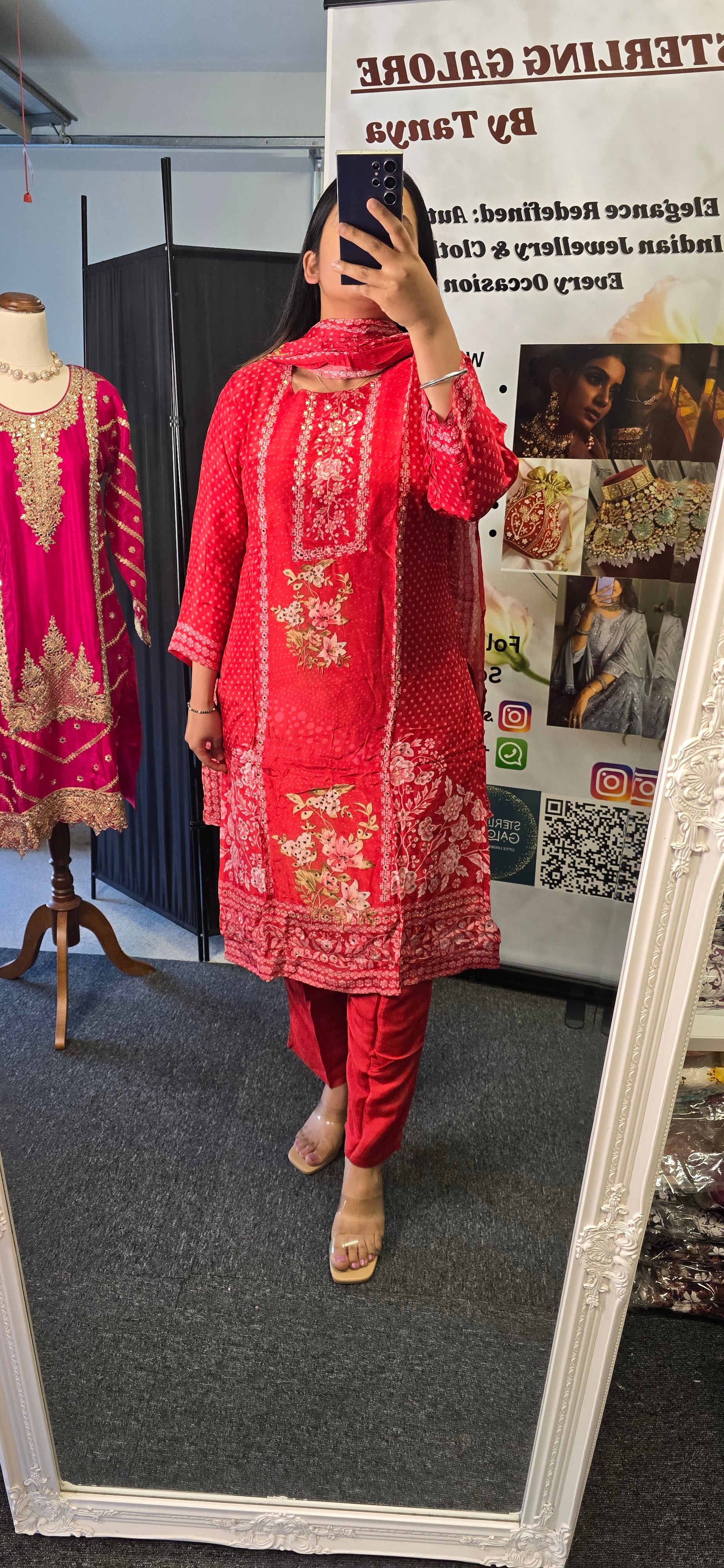 Ruby Red printed suit