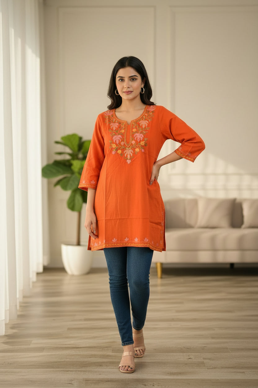 Rust Orange short Kurti