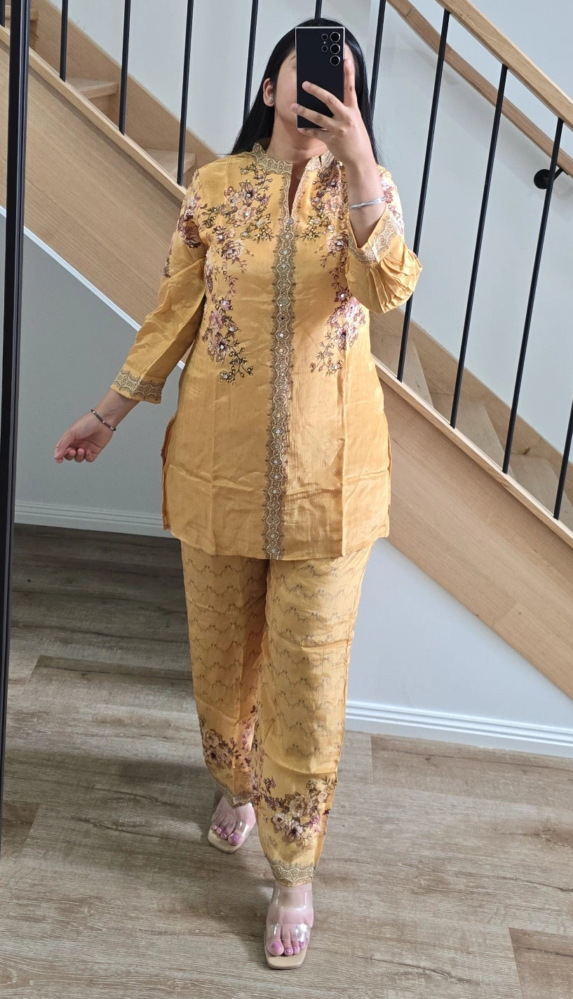 Mustard - Crepe Silk Co-ord set