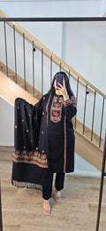 Black Woollen Shawl suit