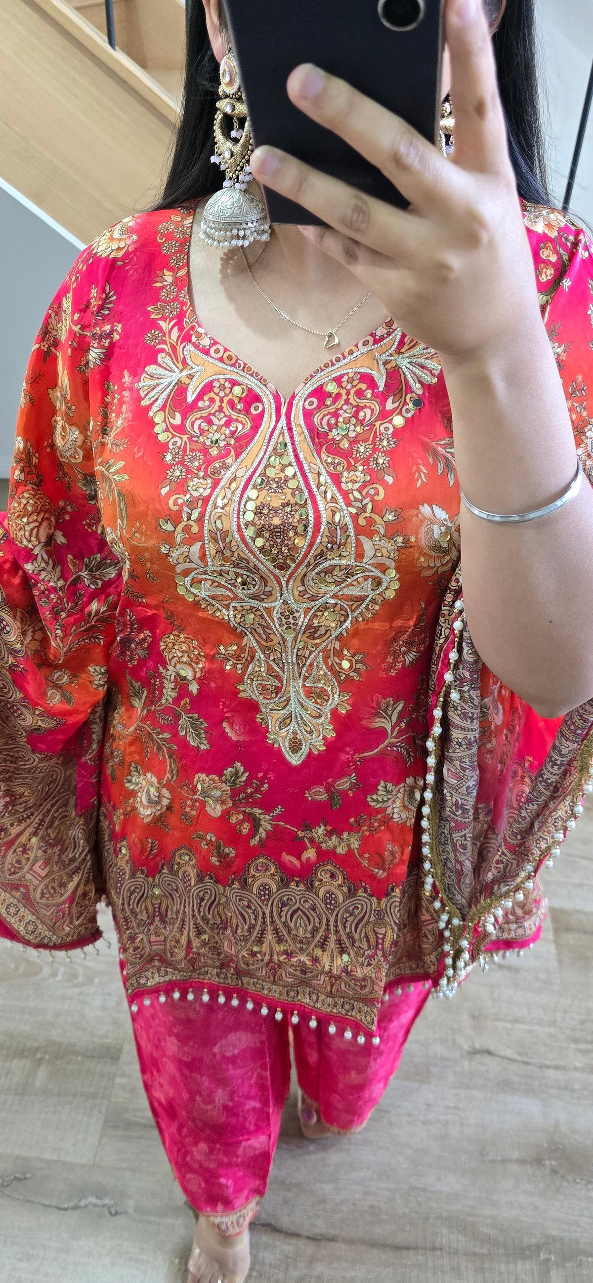 Crepe Ponchu Kaftan Set